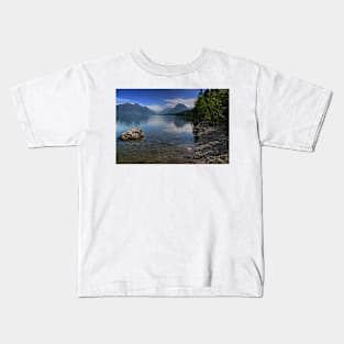 Glacier National Park Lake and Mountains Kids T-Shirt
